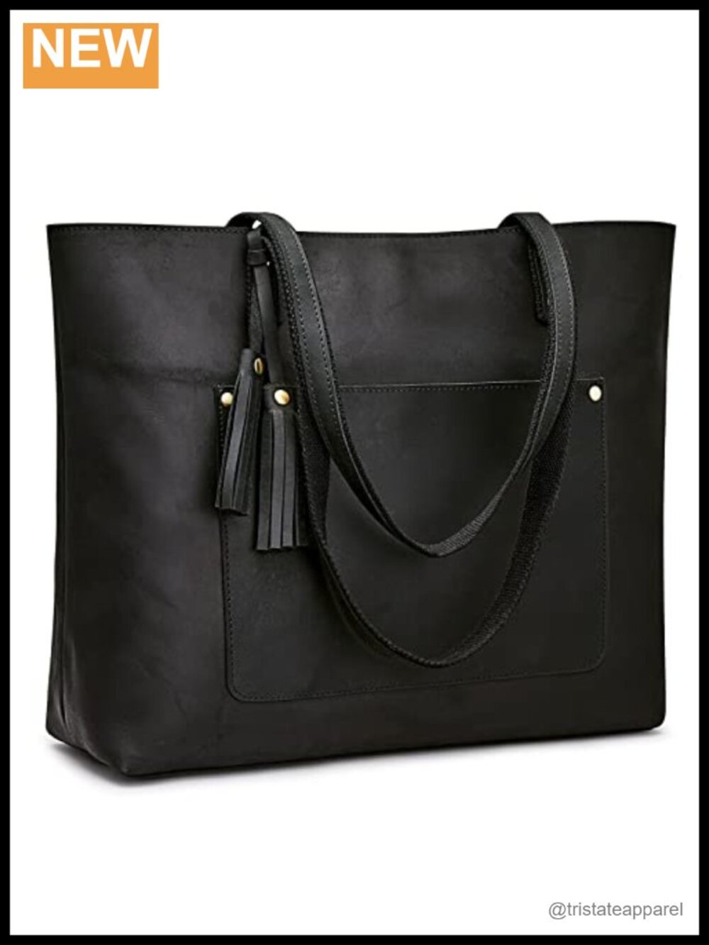 Buffalo Leather Tote Bag Large Work Handbag with Tassel